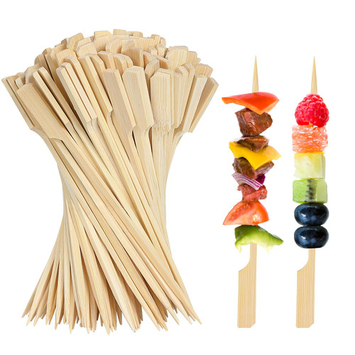 4.7Inch Bamboo Skewers for Appetizers, 800PCS Bamboo Paddle Wood Picks, Toothpicks for Appetizers, Cocktail Picks for Drinks, Barbecue Snacks, Natural Wooden Paddle Skewer Mini Food Sticks