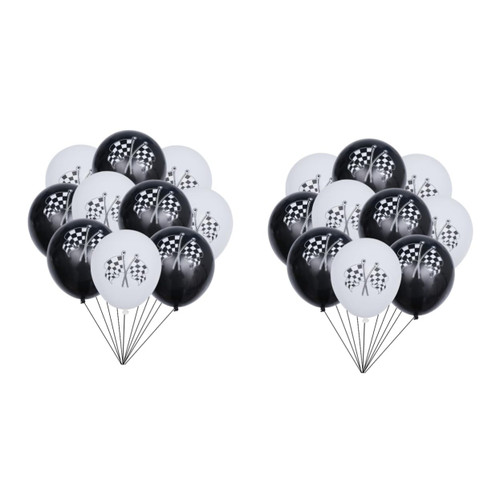 ERINGOGO 40 Pcs Racing Party Balloons Checkered Flag Race Car Party Supplies Race Car Latex Balloons Biodegradable Latex Balloons Print Balloons Race Car Balloons Checkerboard Racing Car