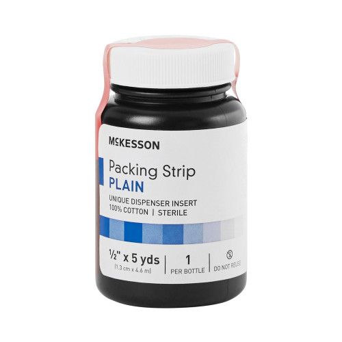 McKesson Packing Strip, Sterile, Plain, 100% Cotton, 1/2 in x 5 yds, 1 Count, Medium Size