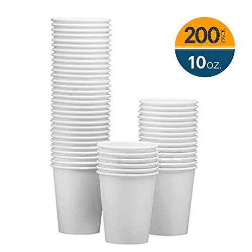 NYHI 200-Pack 10oz White Paper Disposable Cups  Hot/Cold Beverage Drinking Cup for Water, Juice, Coffee or Tea  Ideal for Water Coolers, Party, or Coffee On the Go