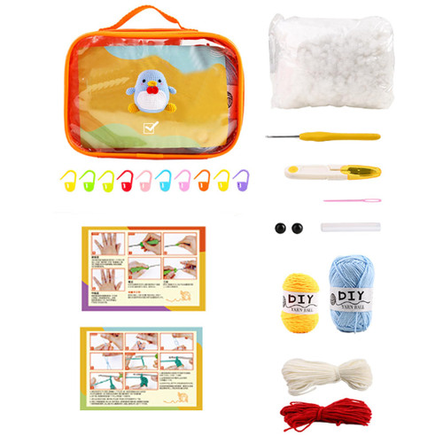 MDLGSB Adult Beginner Crochet Set - Beginner Crochet Set, Beginner Crochet Set and Step-by-Step Video Tutorial Guide, Adult and Child Learning Crochet Set, DIY Knitting Supplies - Penguin Crochet Set