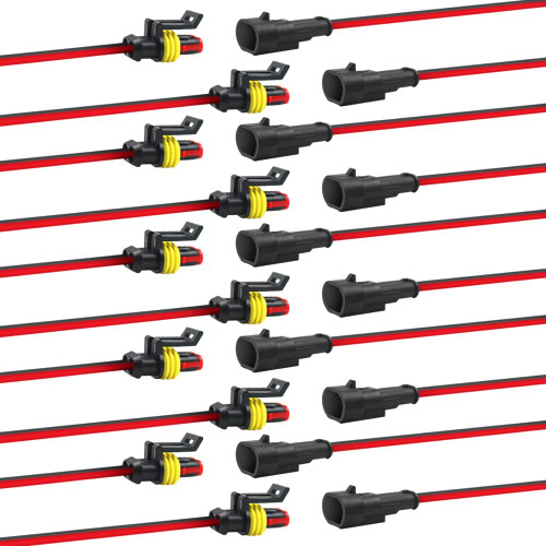 10 Pack 2 Pin Way Car Waterproof Electrical Connector Plug, DaKuan AWG Waterproof Wire 1.5mm Series Terminal Connector