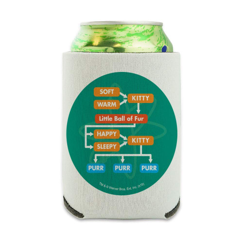 Big Bang Theory Soft Kitty Flow Chart Can Cooler - Drink Sleeve Hugger Collapsible Insulator - Beverage Insulated Holder