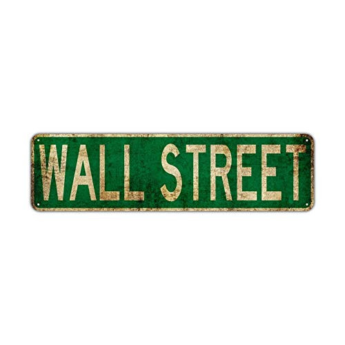Wall Street Street Sign City Country Road Wall Gift Street Sign Tin Sign 4x16 inches Wall Street Street Sign City Country Road Wall Gift Street Sign Tin Sign 4x16 inches