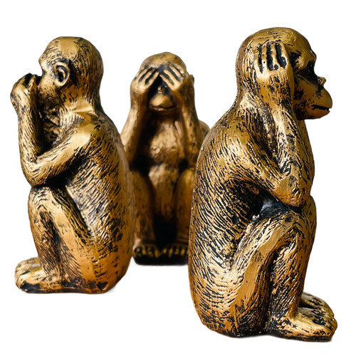 Wanwanzi 3 Wise Monkeys Statue Set - Hear No Evil See No Evil Speak No Evil - Resin Monkey Figurines for Office and Home Decor - Memorable Gift Option - Bronze Coating Wanwanzi 3 Wise Monkeys Statue Set - Hear No Evil See No Evil Speak No Evil - Resin Monkey Figurines for Office and Home Decor - Memorable Gift Option - Bronze Coating