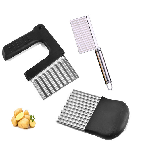 3 Pieces Crinkle Cutter Stainless Steel Potato Carrot Chip Vegetable Vegetarian Diet Crinkle Wavy Chopper Cutter French Fry Slicer Kitchen Gadgets 3 Pieces Crinkle Cutter Stainless Steel Potato Carrot Chip Vegetable Vegetarian Diet Crinkle Wavy Chopper Cutter French Fry Slicer Kitchen Gadgets