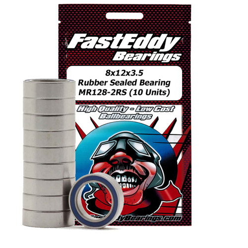 FastEddy Bearings 8x12x3.5 Rubber Sealed Bearing MR128-2RS (10 Units)