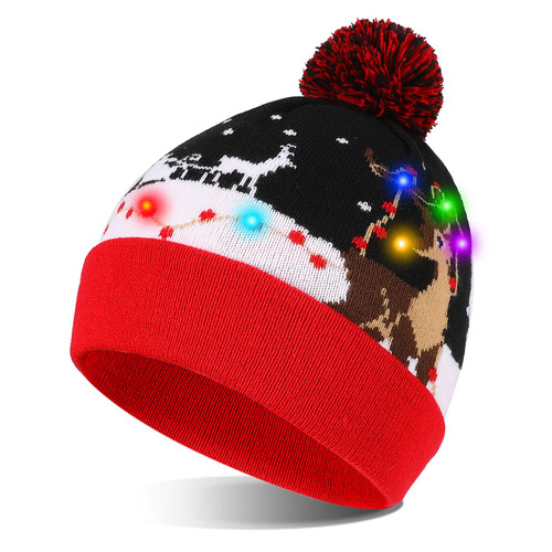 TAGVO LED Light Up Hat Beanie Knit Cap, Colorful LED Xmas Christmas Beanie TAGVO LED Light Up Hat Beanie Knit Cap, Colorful LED Xmas Christmas Beanie