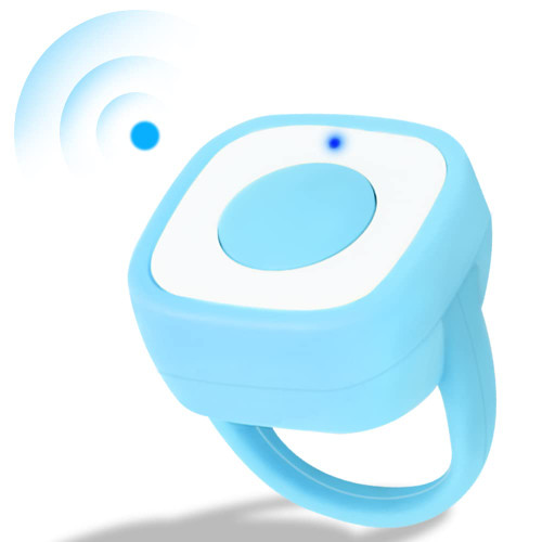 Remote Control for TIK Tok, Chrxbei Bluetooth Page Turner Scrolling Ring for TikTok, iPhone, iPad, Cell Phone, iOS, Android, Wireless Photo Clicker Selfie Button Camera Shutter Video Recording - Blue
