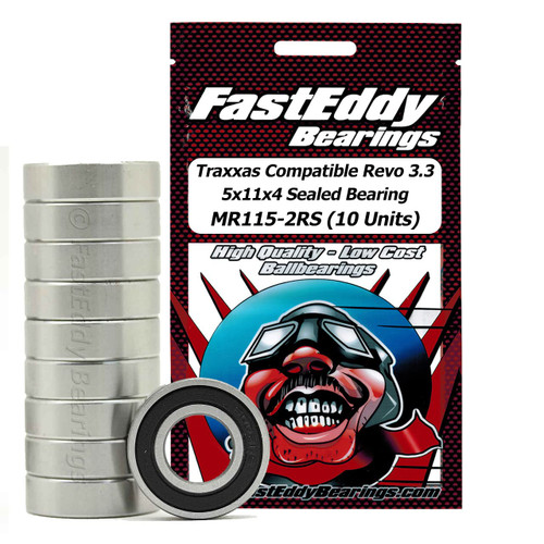 FastEddy Bearings Compatible with Traxxas Revo 3.3 5x11x4 Sealed Bearing MR115-2RS (10 Units)