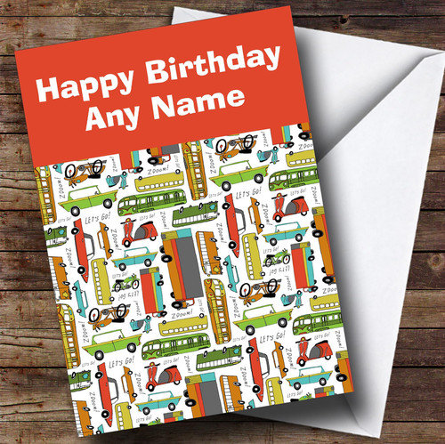 Transport Busses Cars Lorries Personalized Birthday Card, Personalized Card, Birthday Card, Children's Birthday Card, Birthday, Birthday Card, Children's Birthday Card, Custom Greetings Card
