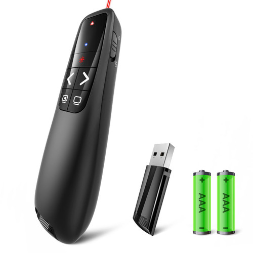 Wireless Presentation Clicker PowerPoint Presenter Remote: Red Laser Pointer Computer Clickers, USB A Project Power Point PPT Clicker for Mac Laptop Office, Slideshow Google Slide Advancer