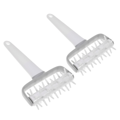 HEMOTON 2pcs Pp Pizza Docker Pastry Pie Needle Wheel Pizza Tools Pastry Crust Rollers Pastry Roller Pizza Pin Baking Hole Puncher Pie Crust Pizza Rolling Pin Cookie Roller White Dough Cake