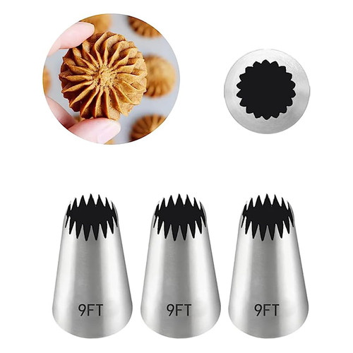 Piping Tip, Piping Tips for Eclair, Cream Icing Piping Fondant Rose Nozzle Pastry Tools Fondant Decorating Tools (3PCS 9FT J60)