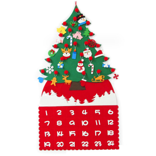 Christmas Advent Calendar 24 Days Reusable Christmas Countdown Calendar with 24 Ornaments & Pockets 2023 Hanging Felt Christmas Tree Advent Calendar Make Your Own Advent Calendar