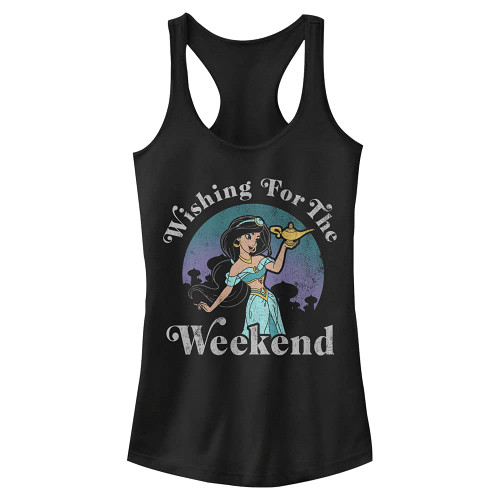 Disney Junior's Princess Weekend Wish Slim Fit, Scoop Hem Racerback Tank, Black, Small Disney Junior's Princess Weekend Wish Slim Fit, Scoop Hem Racerback Tank, Black, Small