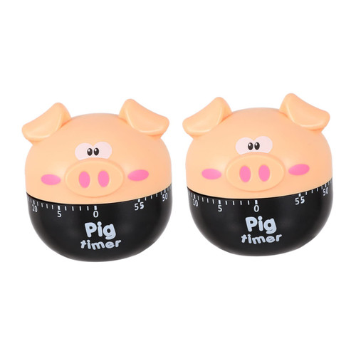 DECHOUS 2pcs Mechanical Timer Decorative Timers Workout Timer Cooking Timer Mechanical Kids Time Management Classroom Alarm Countdown Cute Timer Reminder Toddler Abs Dining Table Piglet