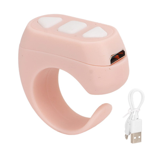 Bluetooth Remote Control Page Turner, for TikTok for Kindle App Remote Scrolling Ring Clicker, ZL-03 Camera Remote Shutter Selfie Button for Cell Phone (Pink)