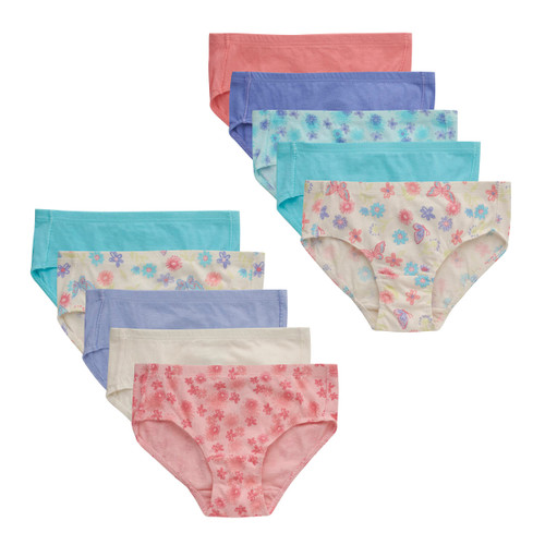 Hanes baby girls Toddler 10-pack Pure Comfort Underwear, Available in and Hipster Briefs, Brief Assorted - 10 Pack, 2 3 US