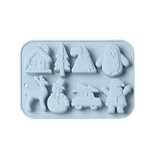 8 Cavities Fondant Moulds Chocolate Mold Baking Tool Christmas Theme Silicone Material Baking Accessories for DIY Baking