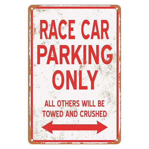 KENSILO Retro Metal Sign Race CAR Parking ONLY Tin Sign Vintage Wall Decor Home Garage Man Cave Club 12 x 8 inches