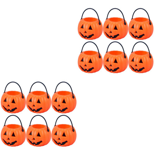 Kisangel 16 Pcs Pumpkin Shape Candy Pail Trick or Treat Candy Holder Halloween Costumes Basket Mini Pumpkin Vase Filler Halloween Trick or Treat Buckets Halloween Candy Pail Pumpkin Bucket