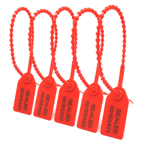 FALEYA.WZW 100 Plastic Tamper Seals, Safety Seals for Fire Extinguishers Pull-Tite Security Tags Disposable Numbered Self-Locking Tie Truck Door Seals 250mm (Red)