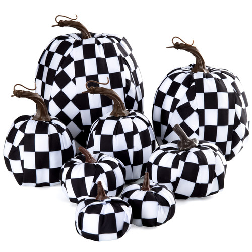 joyhalo Black and White Pumpkins, 8 Pack Buffalo Plaid Fall Decor Fall Artificial Pumpkin Foam Pumpkins for Fall Autumn Halloween Thanksgiving Harvest Tabletop Decoration joyhalo Black and White Pumpkins, 8 Pack Buffalo Plaid Fall Decor Fall Artificial Pumpkin Foam Pumpkins for Fall Autumn Halloween Thanksgiving Harvest Tabletop Decoration