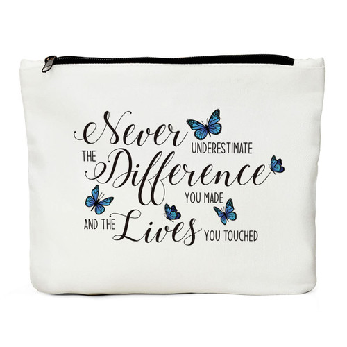 JIUWEIHU Inspirational gift cosmetic bag for women, thank-you gift, birthday gift for friends, sisters gift from sisters Christmas friendship gift for her girl - never underestimate the difference JIUWEIHU Inspirational gift cosmetic bag for women, thank-you gift, birthday gift for friends, sisters gift from sisters Christmas friendship gift for her girl - never underestimate the difference