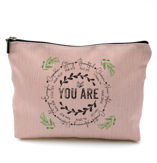 QGFM Pink Makeup Bag,Christian Gifts for Women,Inspirational Cosmetic Bags With Zipper,You are Makeup Bag,Inspirational Christian Gifts QGFM Pink Makeup Bag,Christian Gifts for Women,Inspirational Cosmetic Bags With Zipper,You are Makeup Bag,Inspirational Christian Gifts