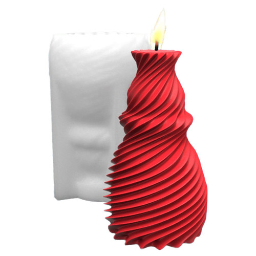 Striped Rotate Vase Shape Silicone Candle Mold Wave Geometric Candle Soap Mold Fondant Chocolate Cake Baking Mould Plaster Clay Resin Epoxy Mold