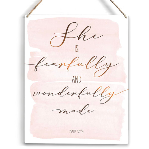 Inspirational She is Fearfully and Wonderfully Made Bible Verse Wood Sign Rustic Psalm 139:14 Flowers Christian Wooden Hanging Plaque for Home Wall Art Decoration 8 x 10 Inches Present Inspirational She is Fearfully and Wonderfully Made Bible Verse Wood Sign Rustic Psalm 139:14 Flowers Christian Wooden Hanging Plaque for Home Wall Art Decoration 8 x 10 Inches Present