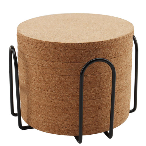 ZOENHOU 15 Pcs 4 Inch Round Cork Coasters with Holder, Absorbent Cork Coasters for Drinks, Thick Heat Resistant Cork Coasters Cup Mat for Coffee Table, Home Bar Table Protection