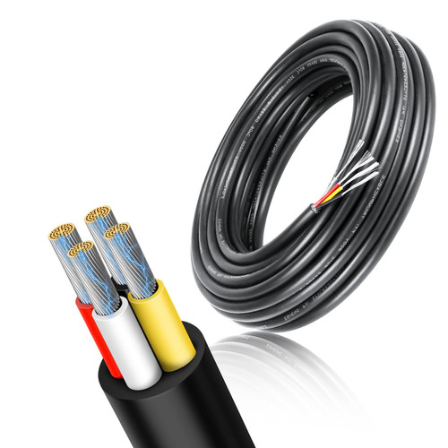 RESHAKE 18 Gauge 4 Conductor Wire, 10FT 18-4 Tinned Copper 4 Wire Cable,Stranded Electrical Wires for Security,Automotive,Speaker,Sensors,Sprinkler,Irrigation