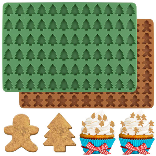 AnyDesign Christmas Silicone Molds Mini Xmas Tree & Gingerbread Candy Chocolate Mould Christmas Non-Stick Fondant Baking Mold for Handmade Soap Pudding Jelly Cake Cupcake Topper Decor, 2Pcs AnyDesign Christmas Silicone Molds Mini Xmas Tree & Gingerbread Candy Chocolate Mould Christmas Non-Stick Fondant Baking Mold for Handmade Soap Pudding Jelly Cake Cupcake Topper Decor, 2Pcs