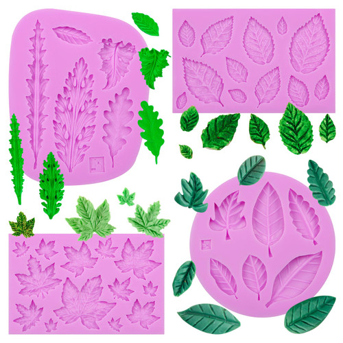 Leaf Fondant Silicone Molds, Maple Leaf Cake Mold, Fern Leaves Chocolate Baking Mold for Cake Decoration Cupcake Topper Candy Sugar Craft Gum Paste Clay Resin