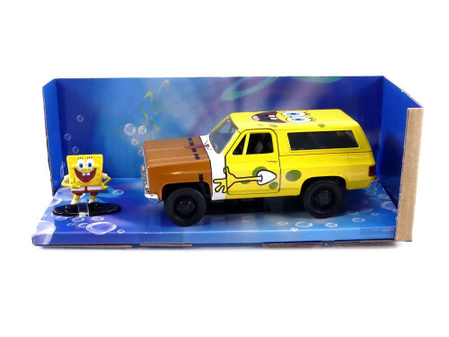 Jada Toys Spongebob Squarepants 1:32 1980 Chevy Blazer K5 Die-cast Car and 1.65" Spongebob Figure, Toys for Kids and Adults, 31798 , Yellow Jada Toys Spongebob Squarepants 1:32 1980 Chevy Blazer K5 Die-cast Car and 1.65" Spongebob Figure, Toys for Kids and Adults, 31798 , Yellow