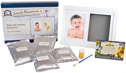Plushible Baby 3D Casting Footprint Kit - Baby Footprint Frame Kit - Desktop Picture Frame - Gift Registry and Baby Shower Gift