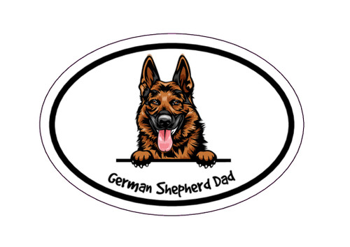 WickedGoodz Oval Brown German Shepherd Dad Magnet - Dog Breed Magnetic Car Decal