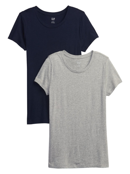 GAP Womens 2-Pack Crewneck Favorite Tee T-Shirt, Navy Uniform, XX-Small US