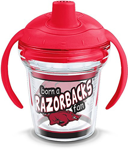 Tervis 1292277 Arkansas Razorbacks Born a Fan Sippy Cup with Lid, 6 oz, Clear