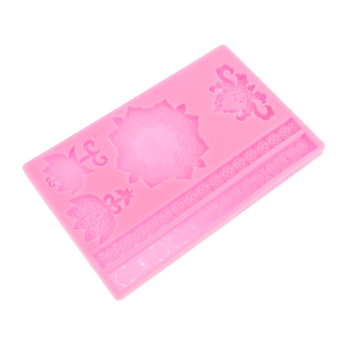 FUOYLOO Embossed lace mold silicone candy molds lace fondant Jelly Fondant Mould fondant baking candy fondant molds Silicone Flower cake border silicone molds muffin Silica gel 3d lotus