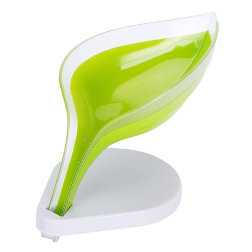 Garosa Bar Soap Dish Bar Soap Holder Leaf Shape Soap Box Self Draining Soap Holder Dish Rack with Suction Cup for Shower Rv Tub Kitchen Sink Bath(Green)
