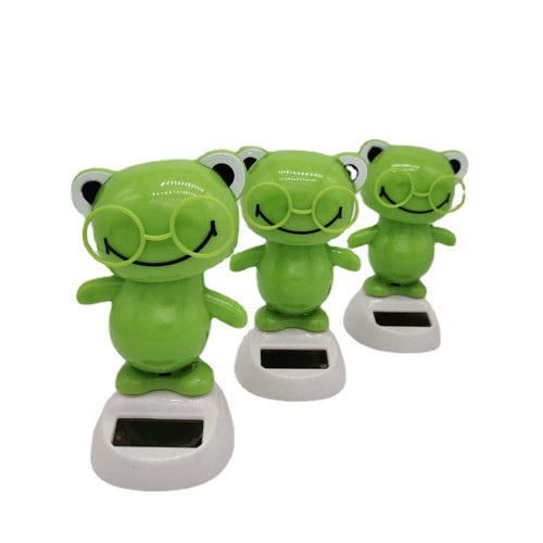 ikasus 3PCS Solar Dancing Figurine Toys Cute Shaking Head Frog Doll Toy Cute Solar Dancing Dolls Toy Car Bobble Head Decoration Car Interior Shaking Doll Ornament for Car Office Tabletop Home Decor