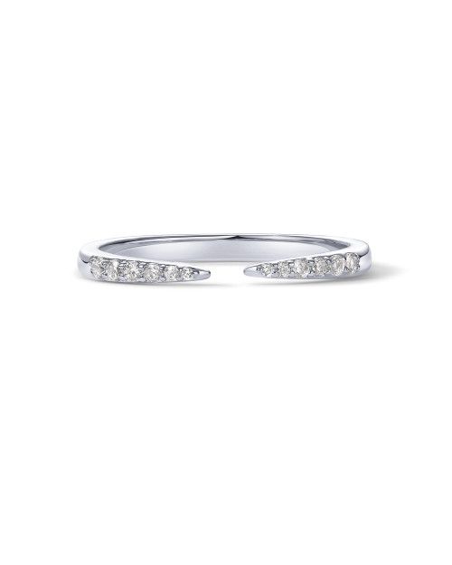PAVOI 18K White Gold Plated Open Eternity Ring | Cubic Zirconia Stacking Bands for Women | Dainty Stackable Rings for Women | Size 6