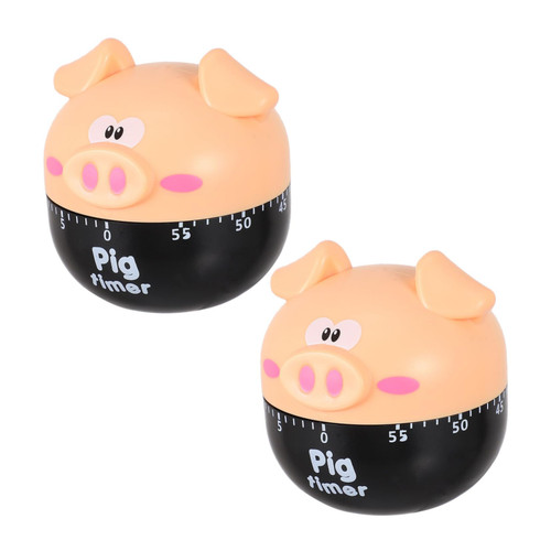 ORFOFE 2pcs Mechanical Timer Baking Timer Cute Workout Timer Novelty Timer Stopwatch Countdown Kitchen Alarm Timer Kids Baking Timer Digital Clocks Piglet Timer abs Manual Household Child