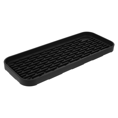 EXQUIMEUBLE Draining Silicone Tray Large Silicone Mat Silicone Drying Mat Drain Board for Dish Rack Bathroom Sink Kitchen Sink Organizer Sink Drainer Mat Kitchen Drying Tray Black Fruit