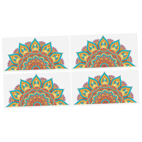 DOITOOL 4 Pcs Mandala Wall Sticker Removable Wall Decals Mandala Flower Wall Decals Half Mandala Wall Mandala Sticker Mandala Art Wall Stickers Mandala Glass Sticker Delicate Print PVC