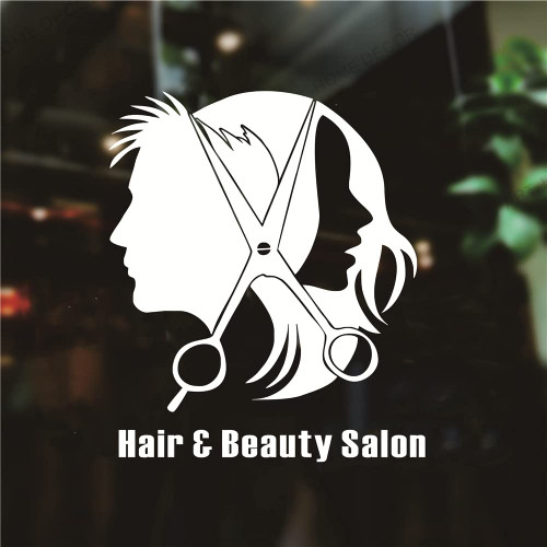 UILMNIY Hair and Beauty Salon Wall Decor Sticker Vinyl Barber Shop Logo Hairdresser Haircut Wall Decal Window Mural Decoration AFN52 (White)