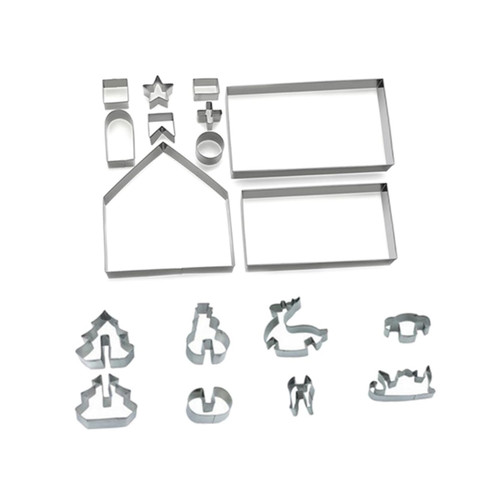 BESTOYARD 18pcs gingerbread cookie cutter House Cookie Cutter snowman cookie cutter small cookie cutters cake stencils cookie molds cake mold Stainless Steel Accessories 3d tool Christmas